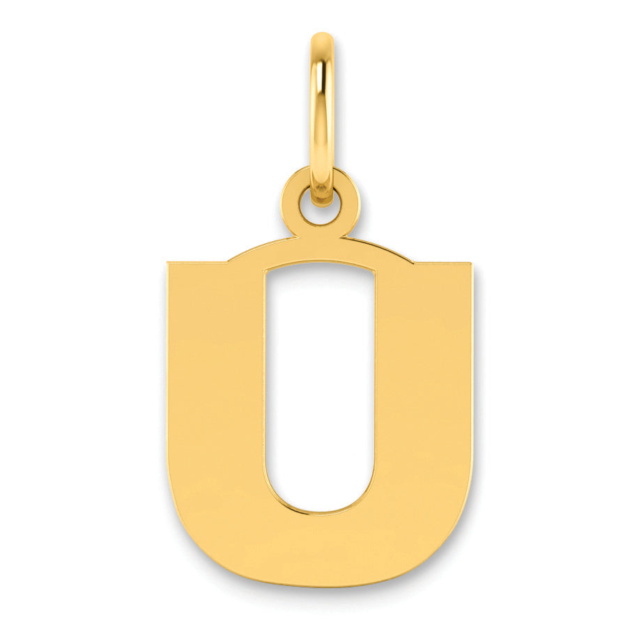 14K Yellow Gold 14Ky Letter U Initial Pendant