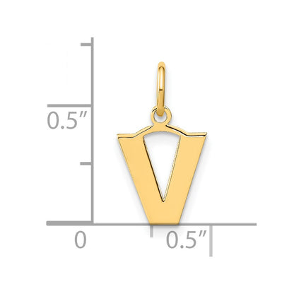 14k Yellow Gold 14ky Letter V Initial Pendant