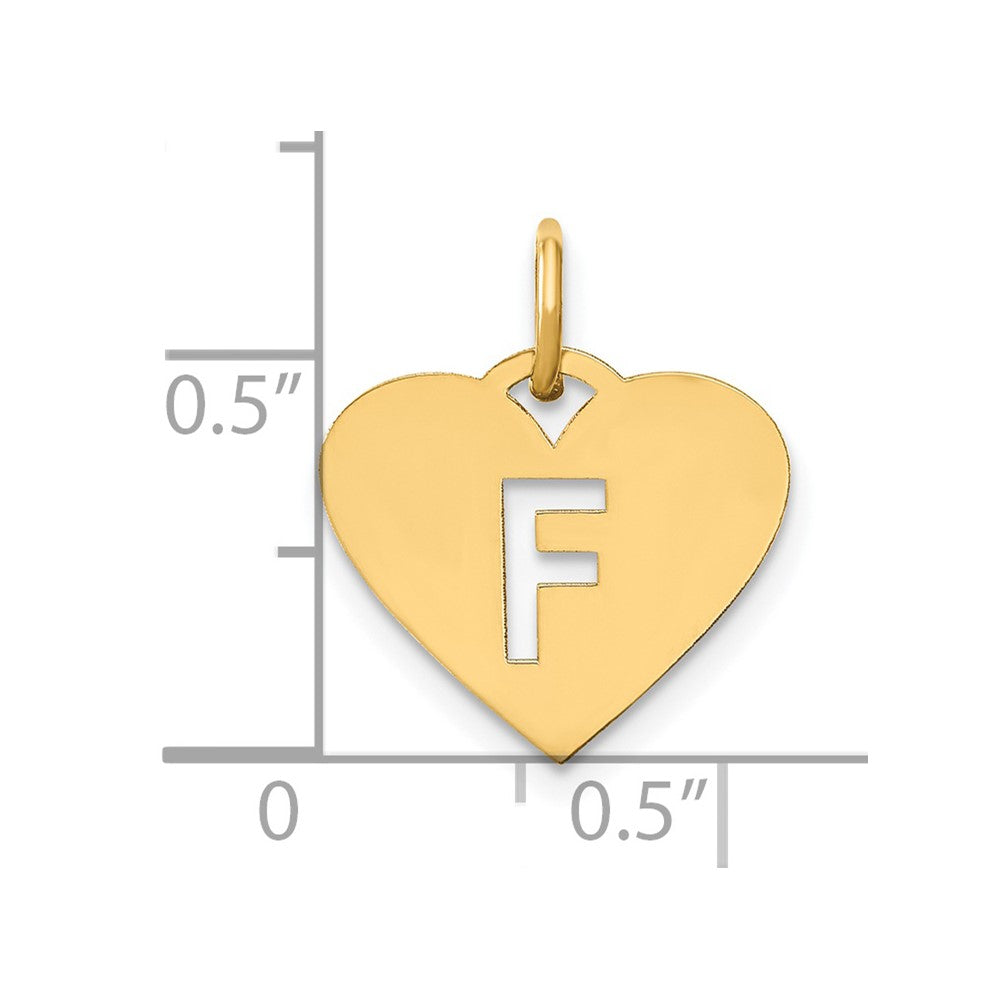 14K Yellow Gold 14Ky Initial Letter F Charm