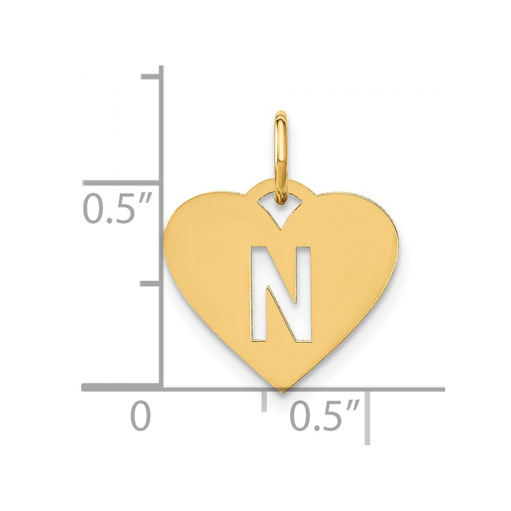 14k Yellow Gold 14ky Initial Letter N Initial Charm