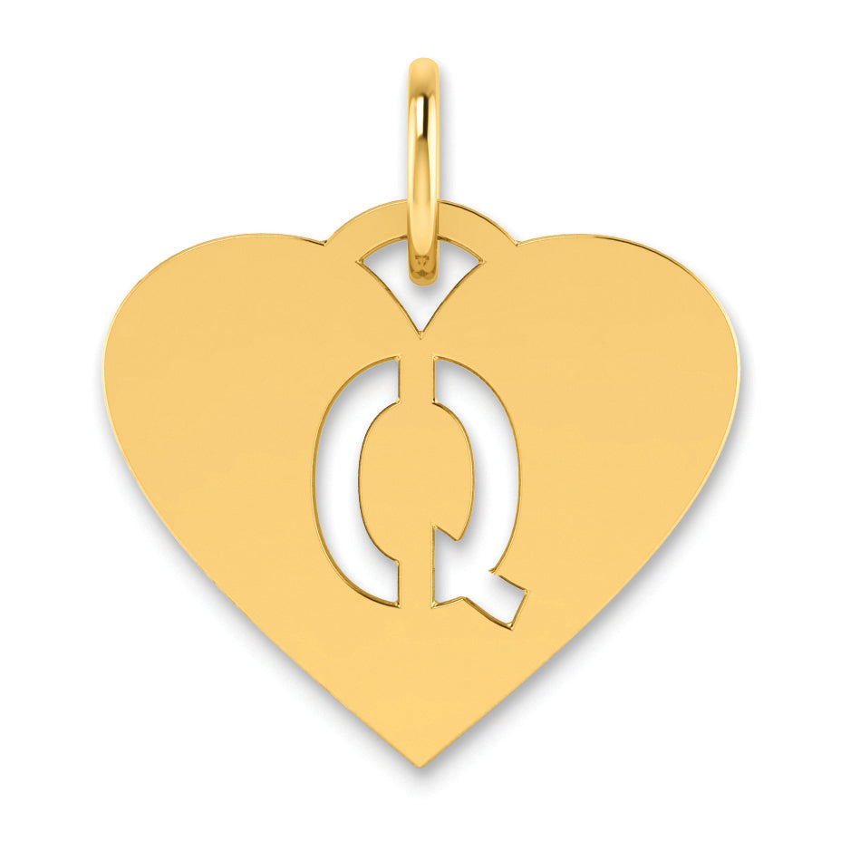14K Yellow Gold 14Ky Initial Letter Q Charm