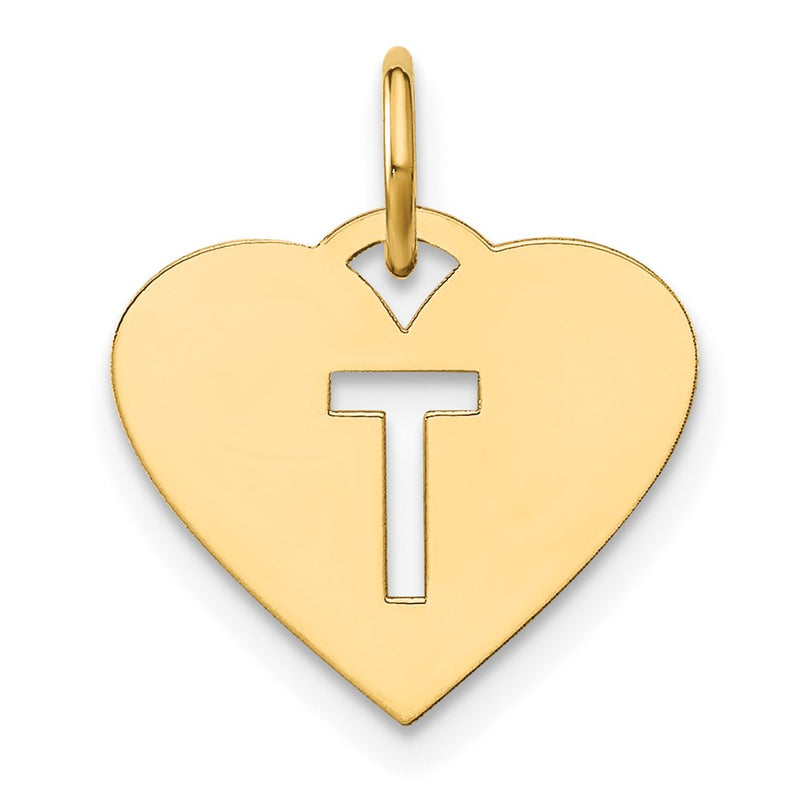 14k Yellow Gold 14ky Initial Letter T Initial Charm