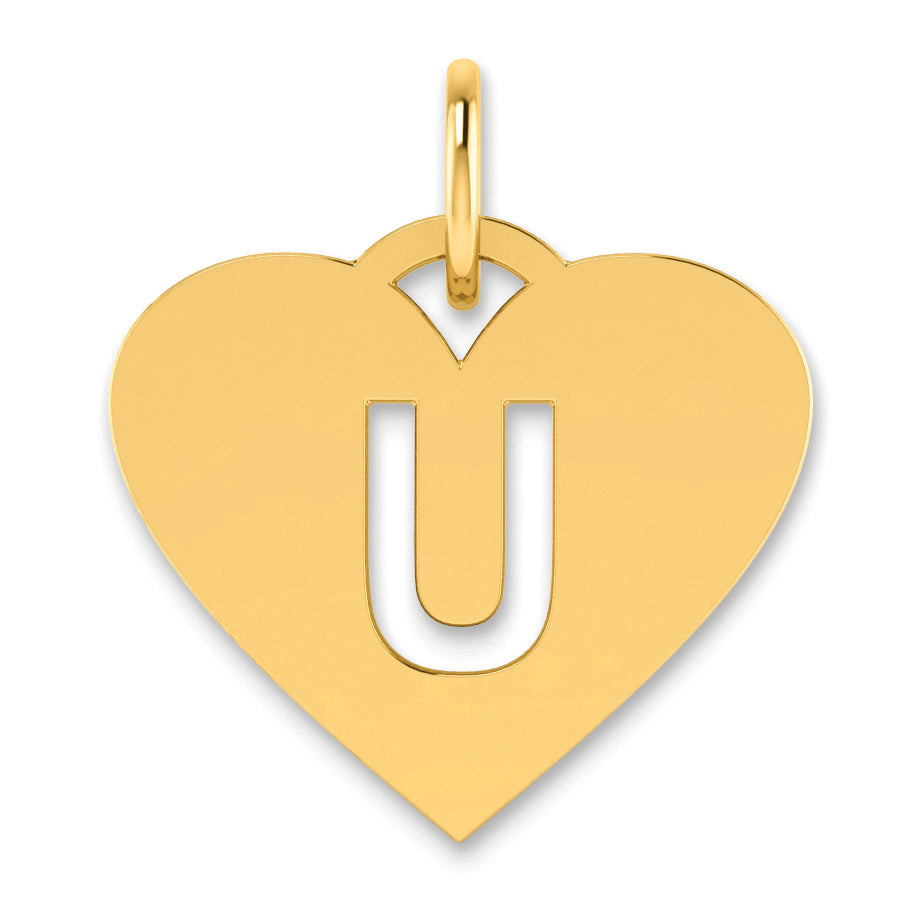 14K Yellow Gold 14Ky Initial Letter U Charm