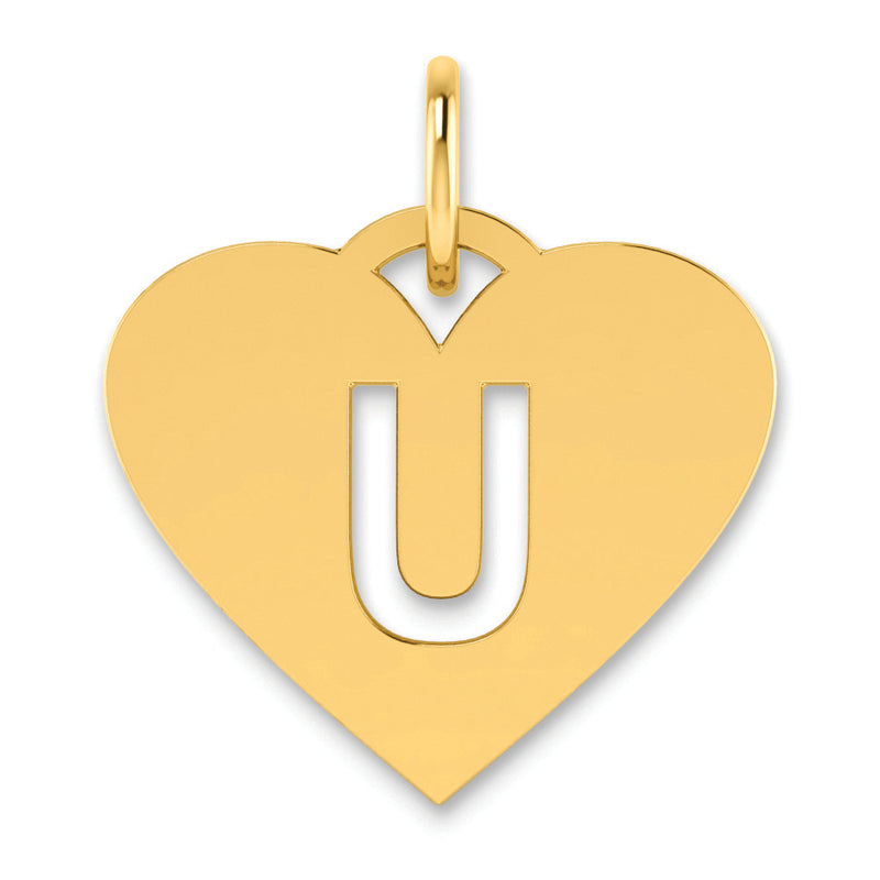 14K Yellow Gold 14Ky Initial Letter U Charm