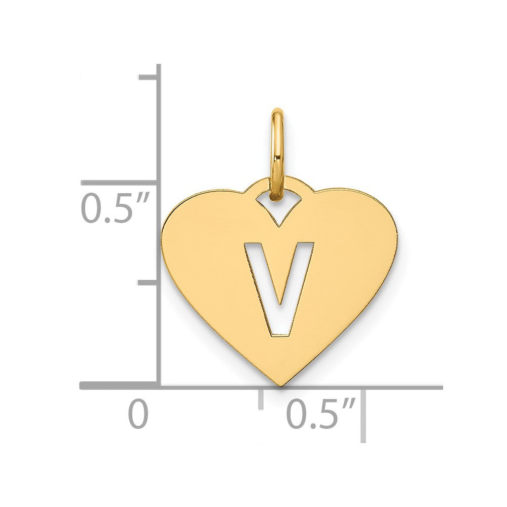 14k Yellow Gold 14ky Initial Letter V Initial Charm