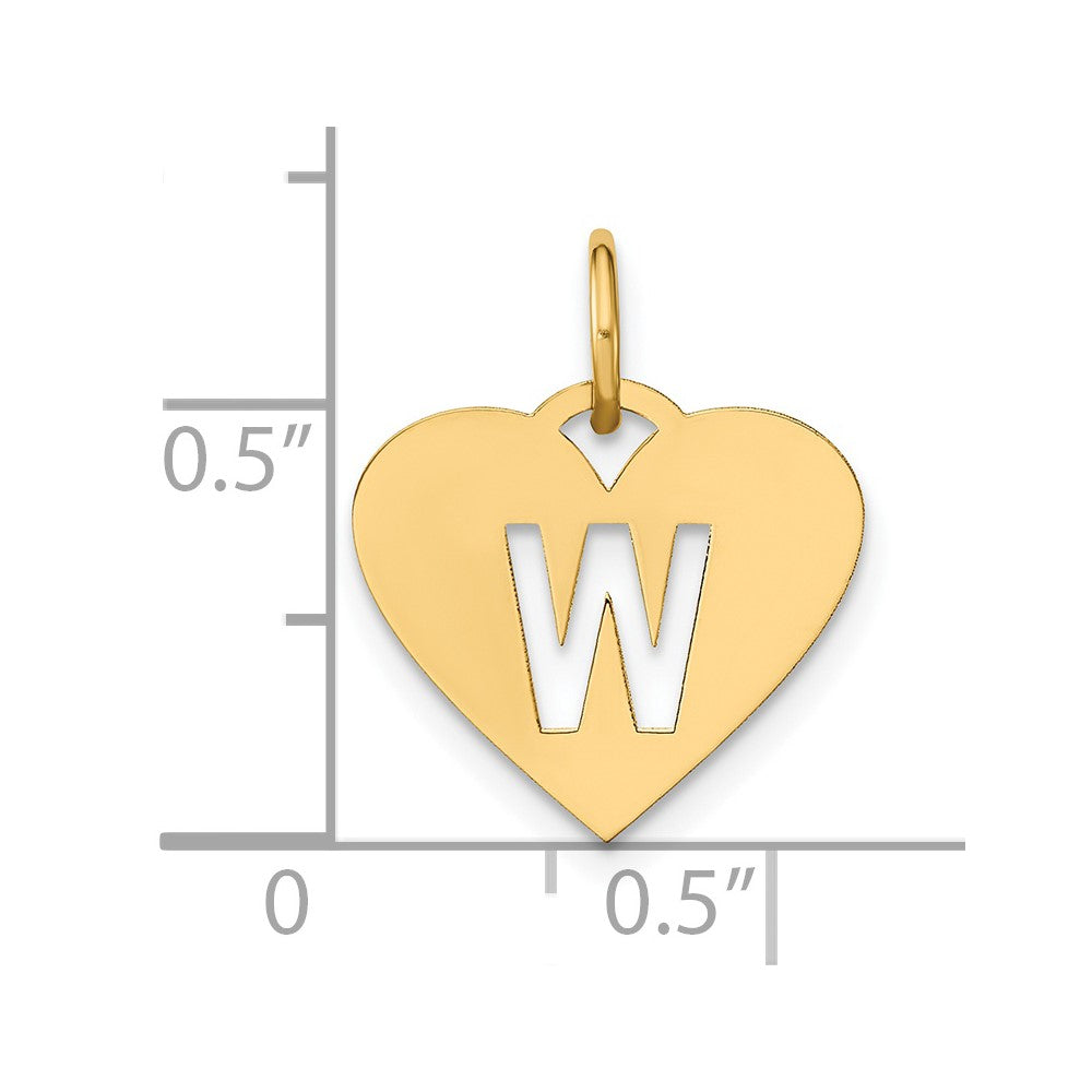 14k Yellow Gold 14ky Initial Letter W Initial Charm