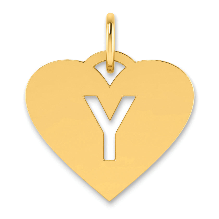 14K Yellow Gold 14Ky Initial Letter Y Charm
