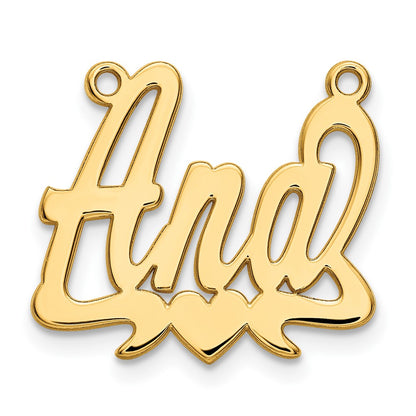 Gold Plated Sterling Silver/Gold Polished Heart Name Plate