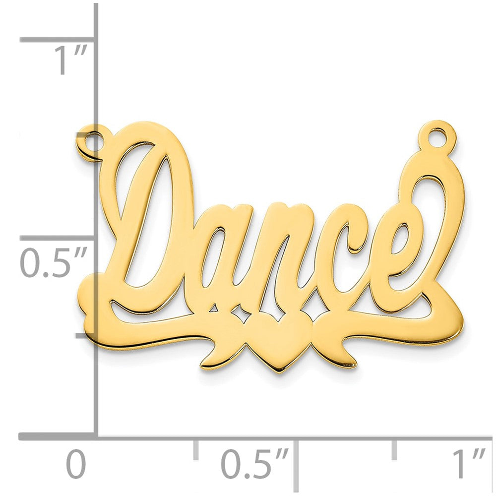 Gold Plated Sterling Silver/Gold Polished Heart Name Plate