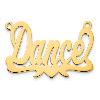 Gold Plated Sterling Silver/Gold Polished Heart Name Plate
