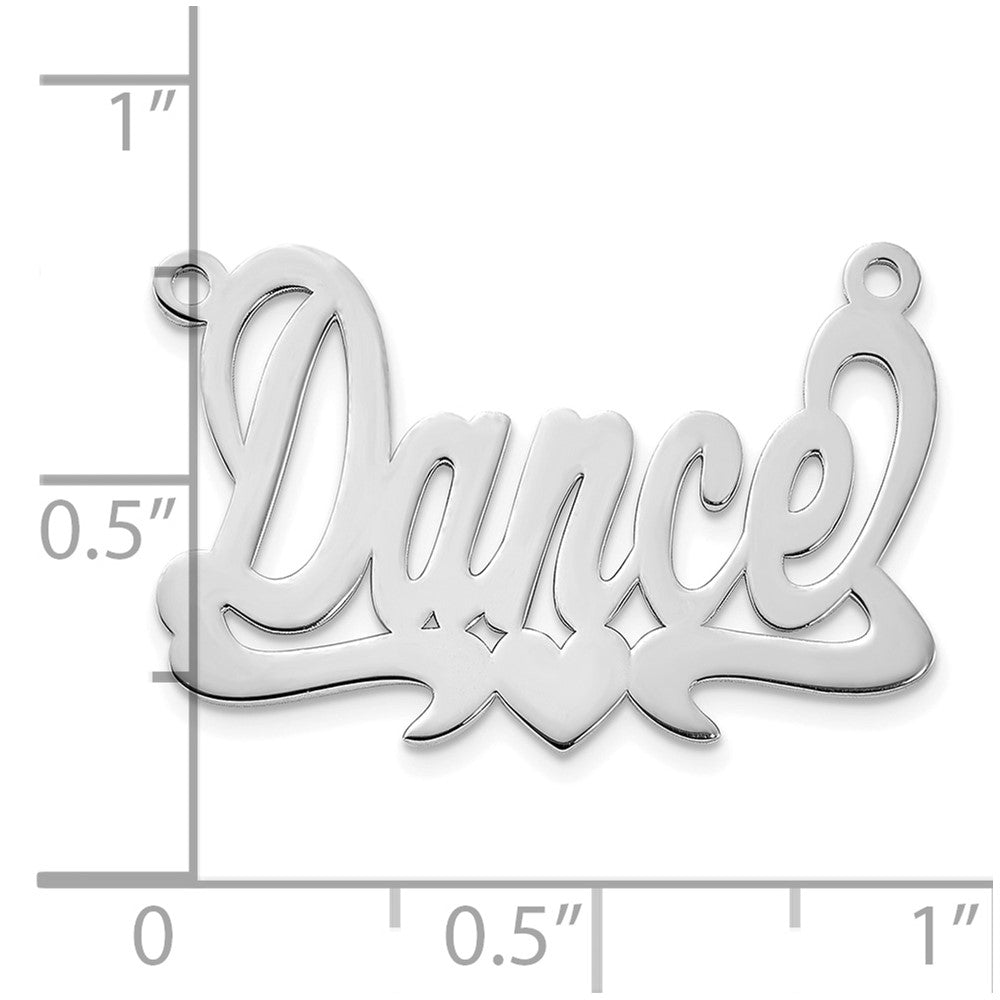 Sterling Silver Silver/Rhodium Plated Polished Heart Name Plate