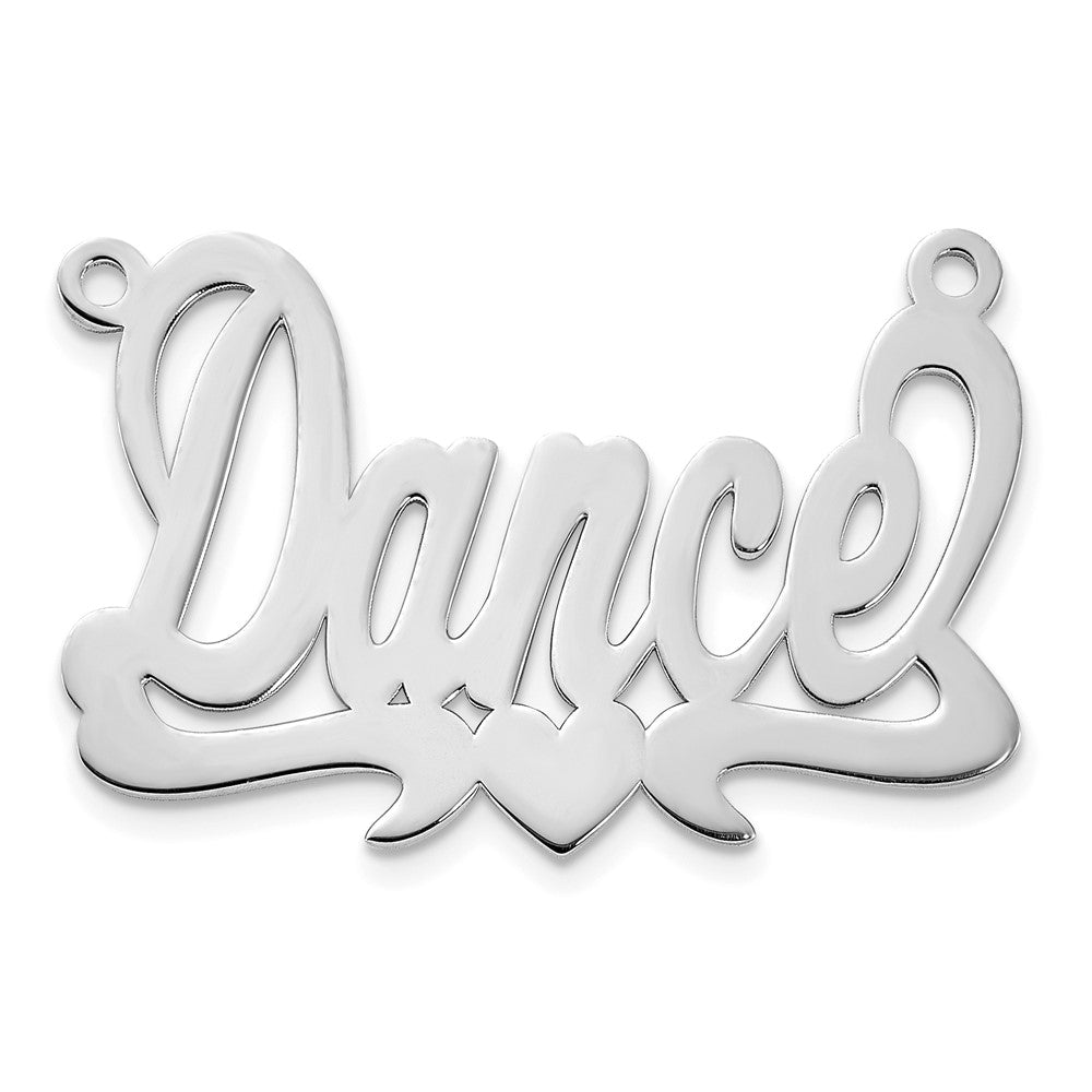 Sterling Silver Silver/Rhodium Plated Polished Heart Name Plate
