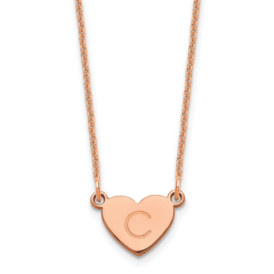 14K Rose Gold Initial Heart Necklace