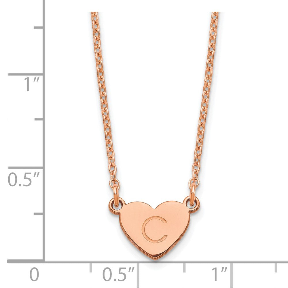 Rose Plated Sterling Silver/Rose Initial Heart Necklace