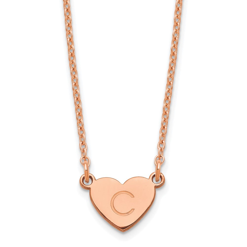 Rose Plated Sterling Silver/Rose Initial Heart Necklace