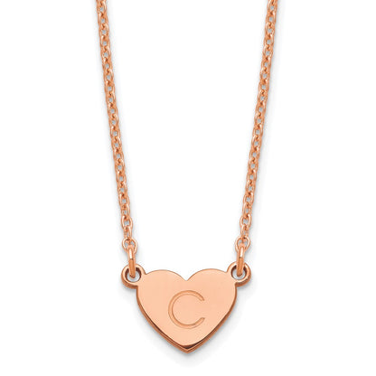 Rose Plated Sterling Silver/Rose Initial Heart Necklace