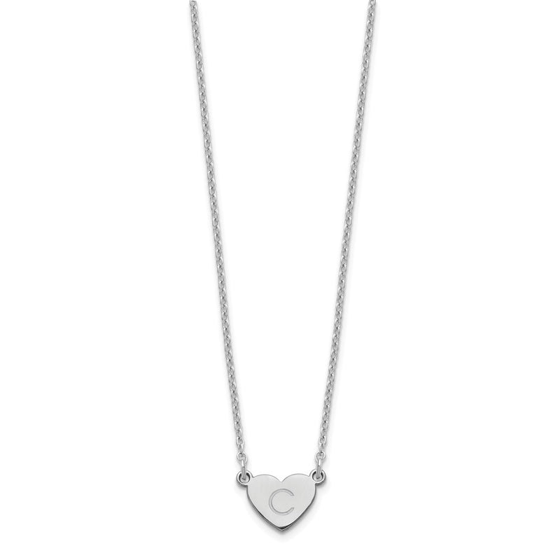 Sterling Silver Silver/Rhodium Plated Initial Heart Necklace