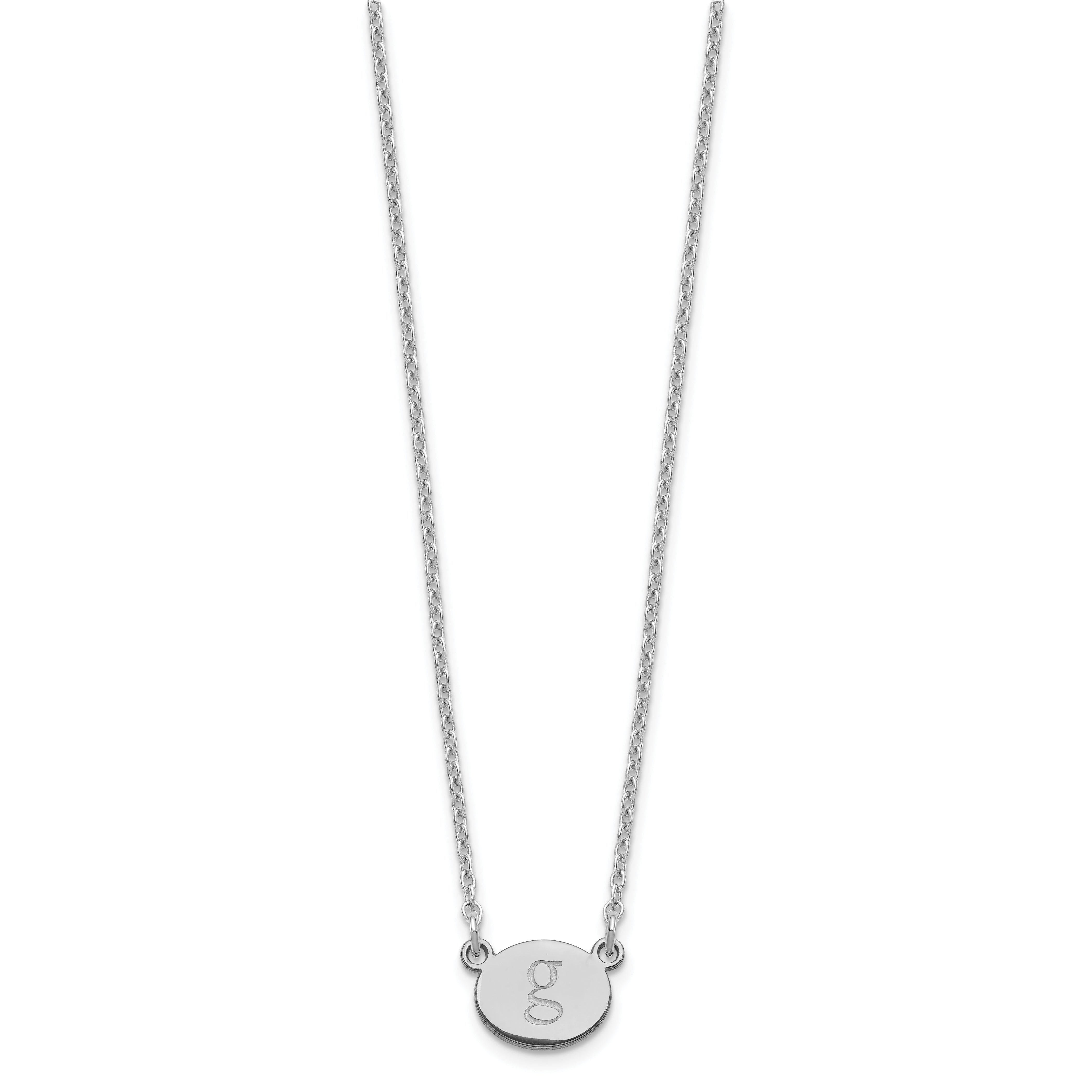 Sterling Silver Silver/Rhodium Plated Oval Initial Necklace