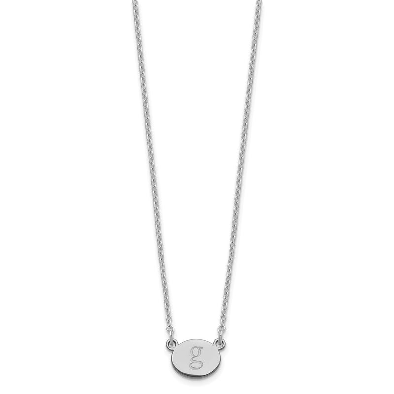 Sterling Silver Silver/Rhodium Plated Oval Initial Necklace