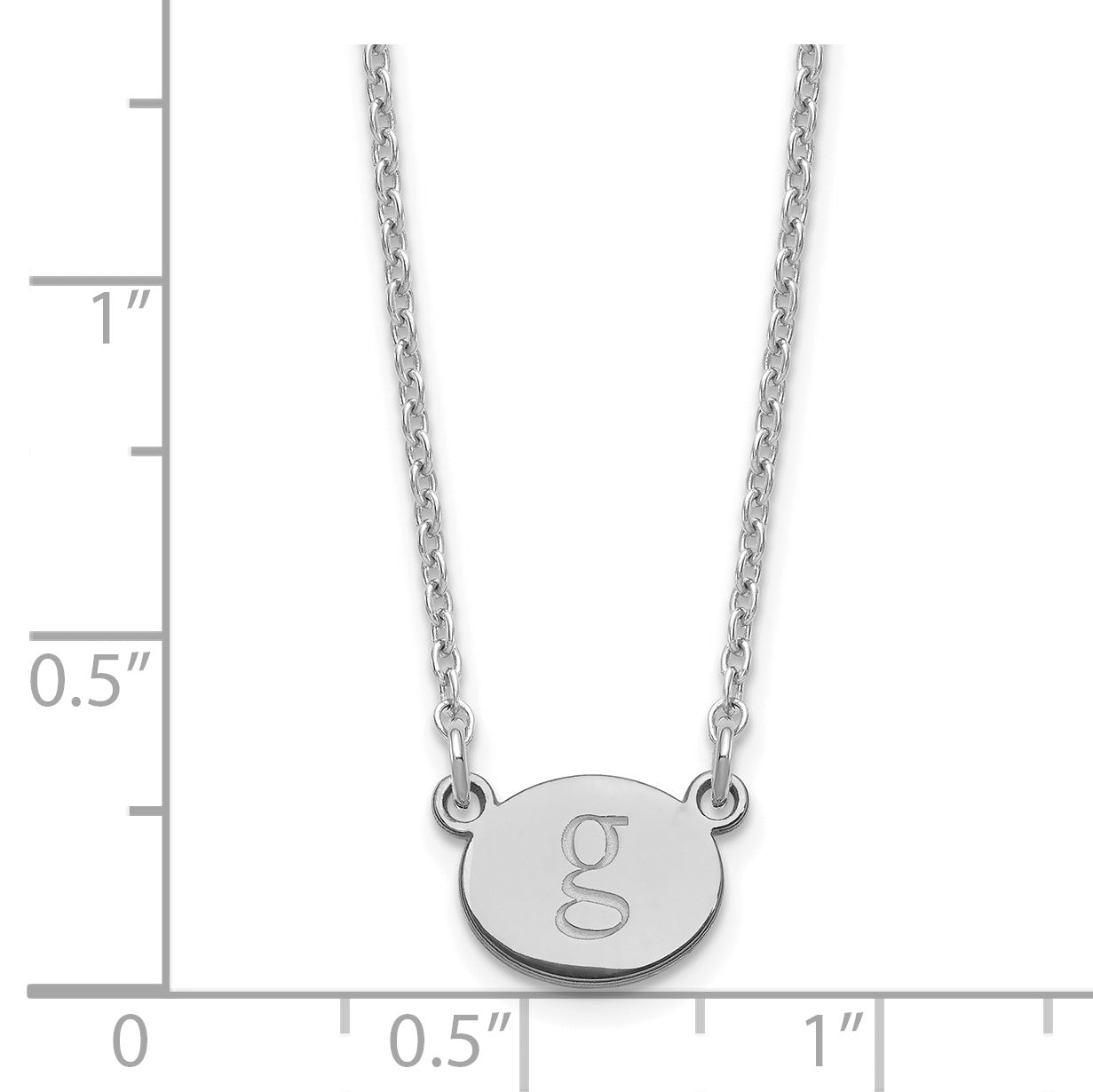 Sterling Silver Silver/Rhodium Plated Oval Initial Necklace