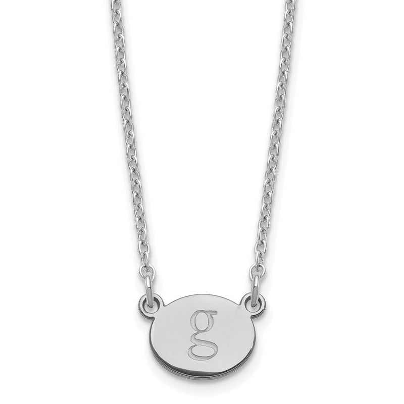 Sterling Silver Silver/Rhodium Plated Oval Initial Necklace
