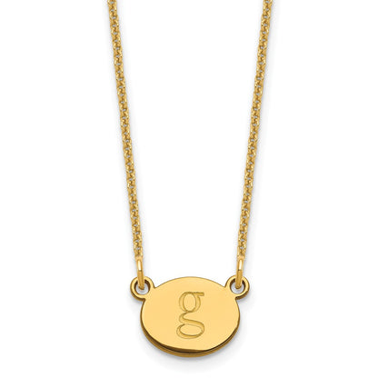 14K Yellow Gold Oval Initial Necklace