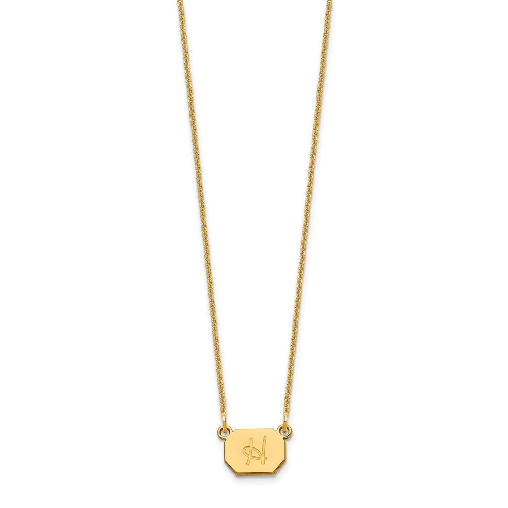 14K Yellow Gold Initial Octagon Necklace