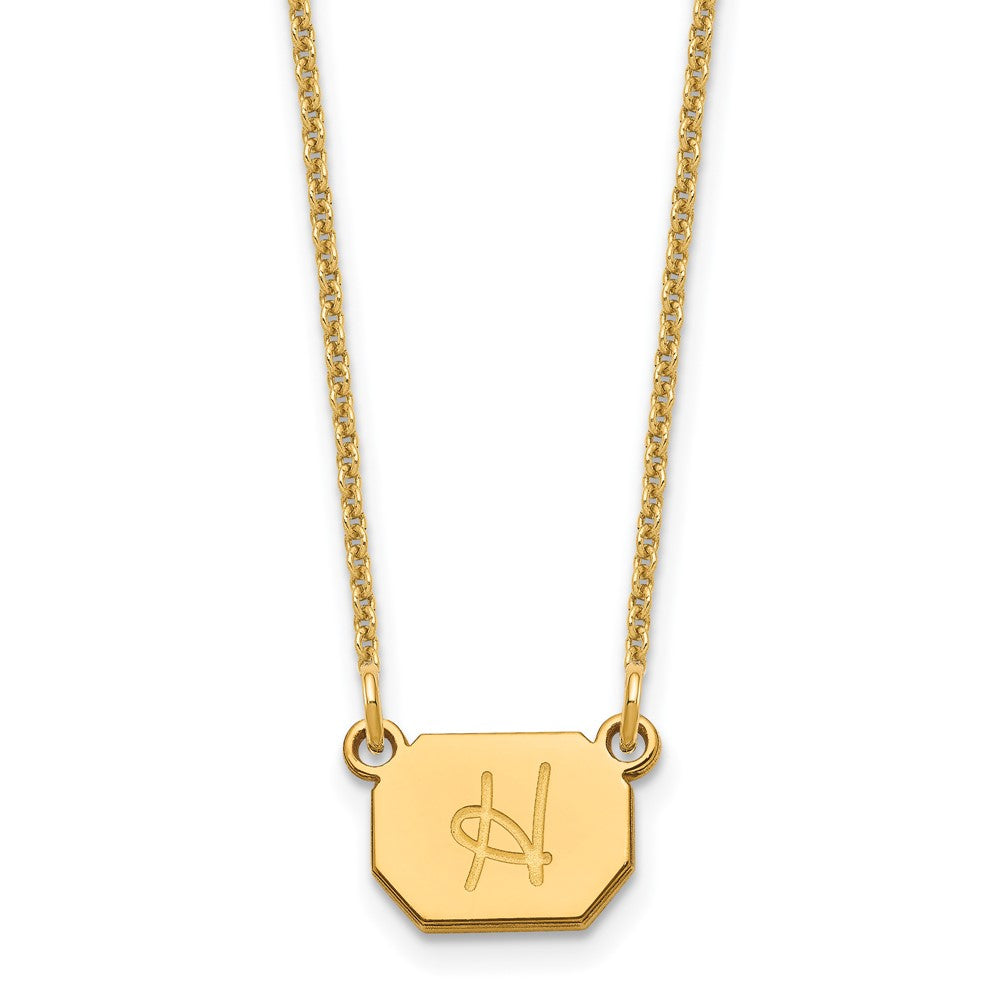 14K Yellow Gold Initial Octagon Necklace