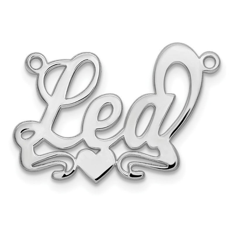 Sterling Silver Silver/Rhodium Plated Polished Heart Name Plate