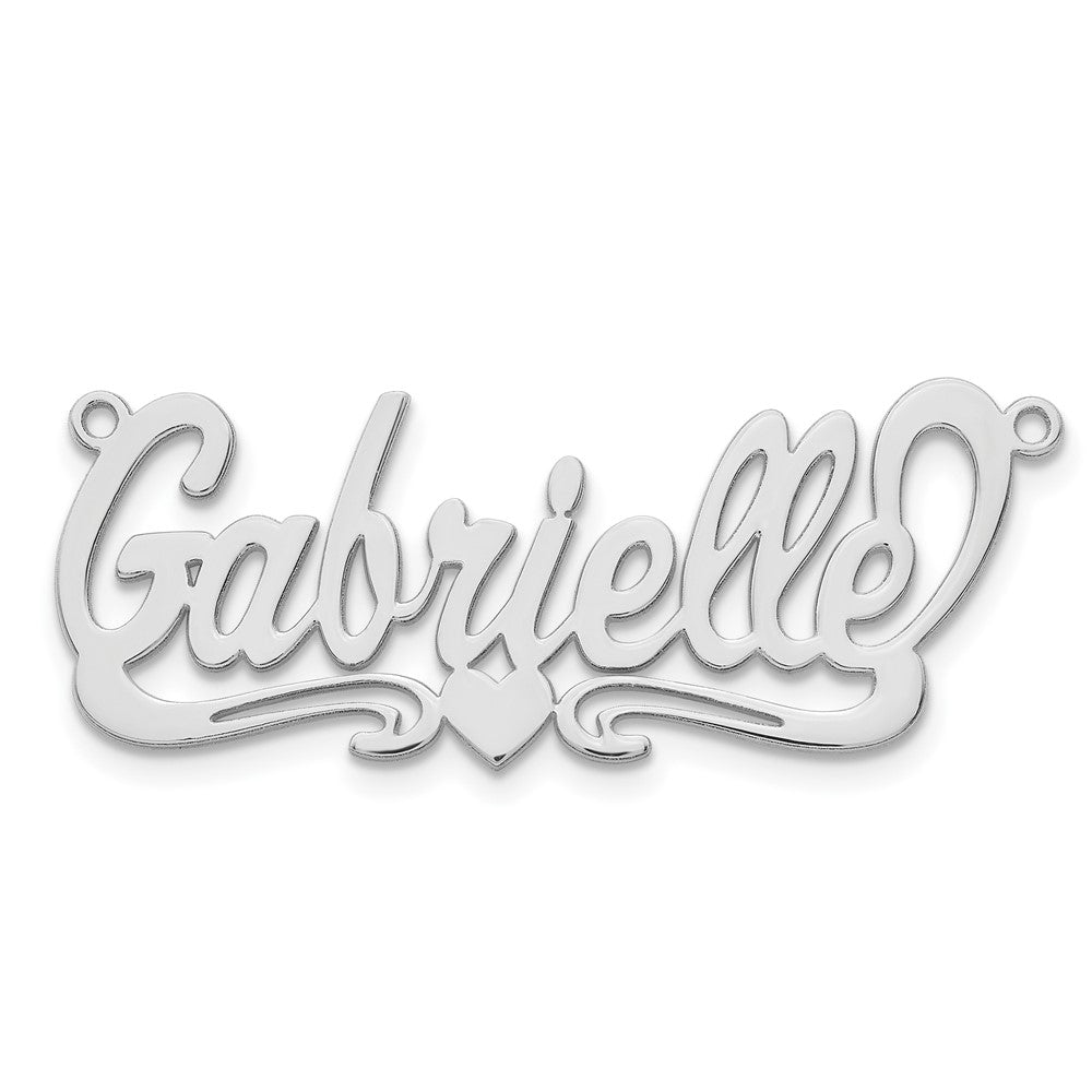 Sterling Silver Silver/Rhodium Plated Polished Heart Name Plate