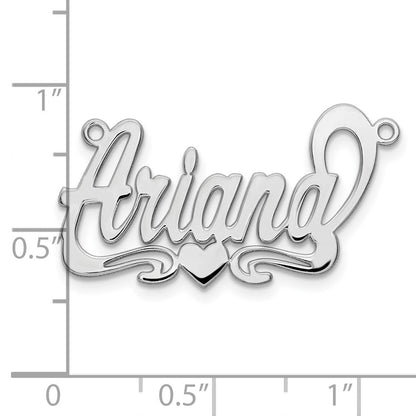 Sterling Silver Silver/Rhodium Plated Polished Heart Name Plate