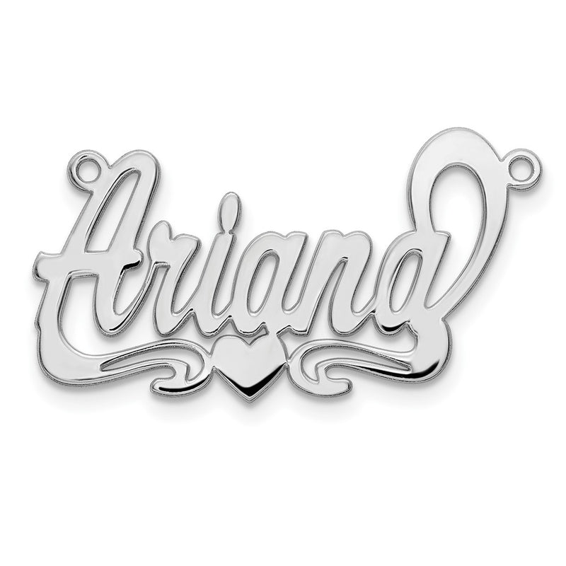 Sterling Silver Silver/Rhodium Plated Polished Heart Name Plate