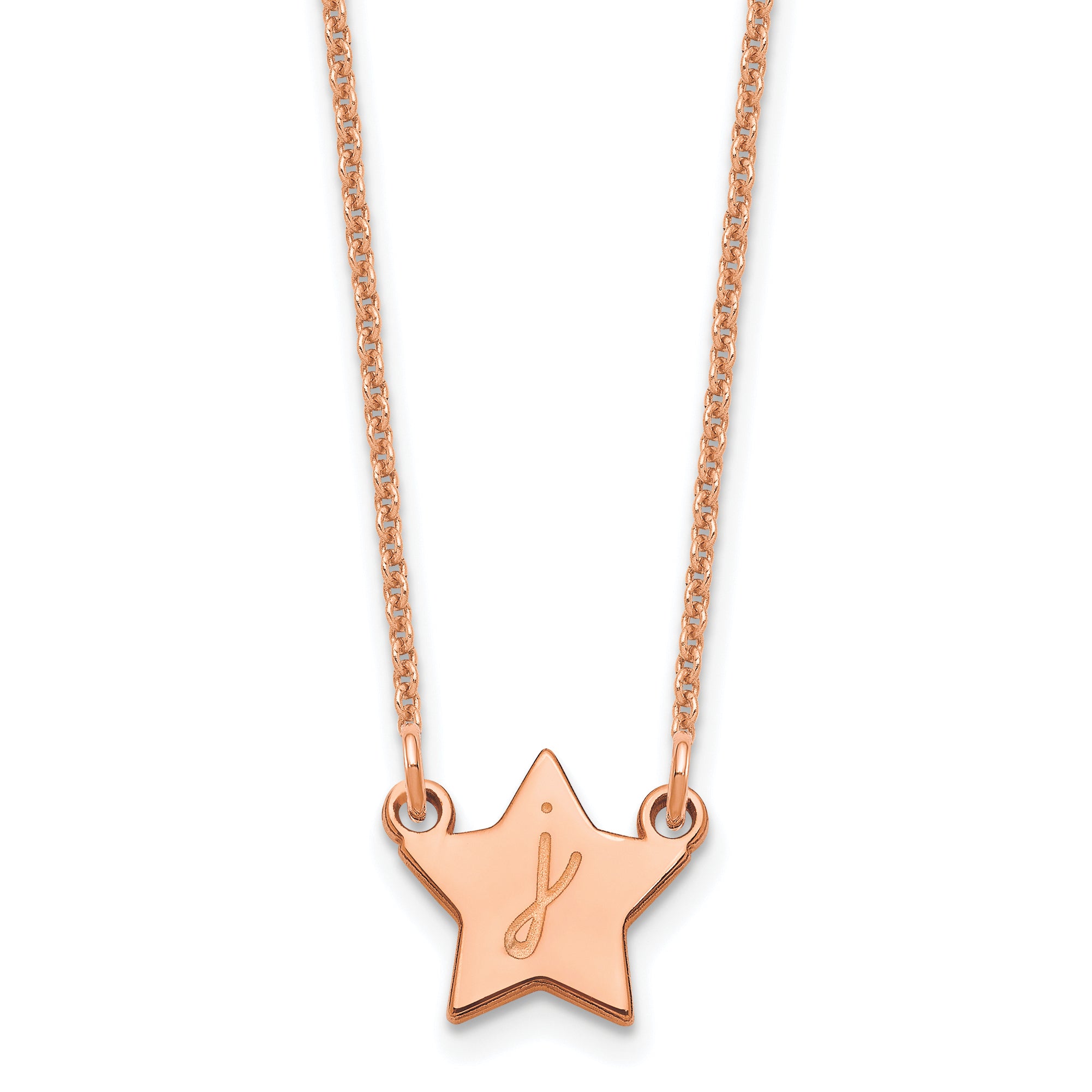 14K Rose Gold Initial Star Necklace