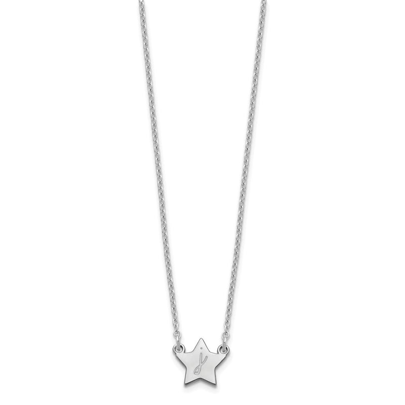 Sterling Silver Silver/Rhodium Plated Initial Star Necklace