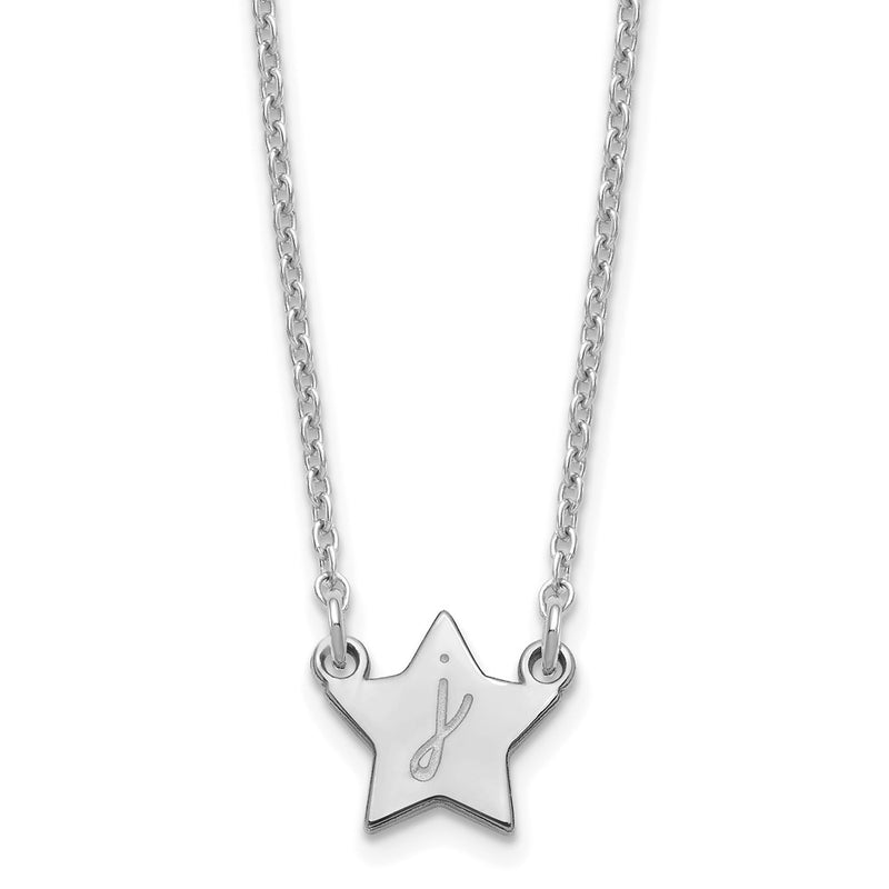 Sterling Silver Silver/Rhodium Plated Initial Star Necklace