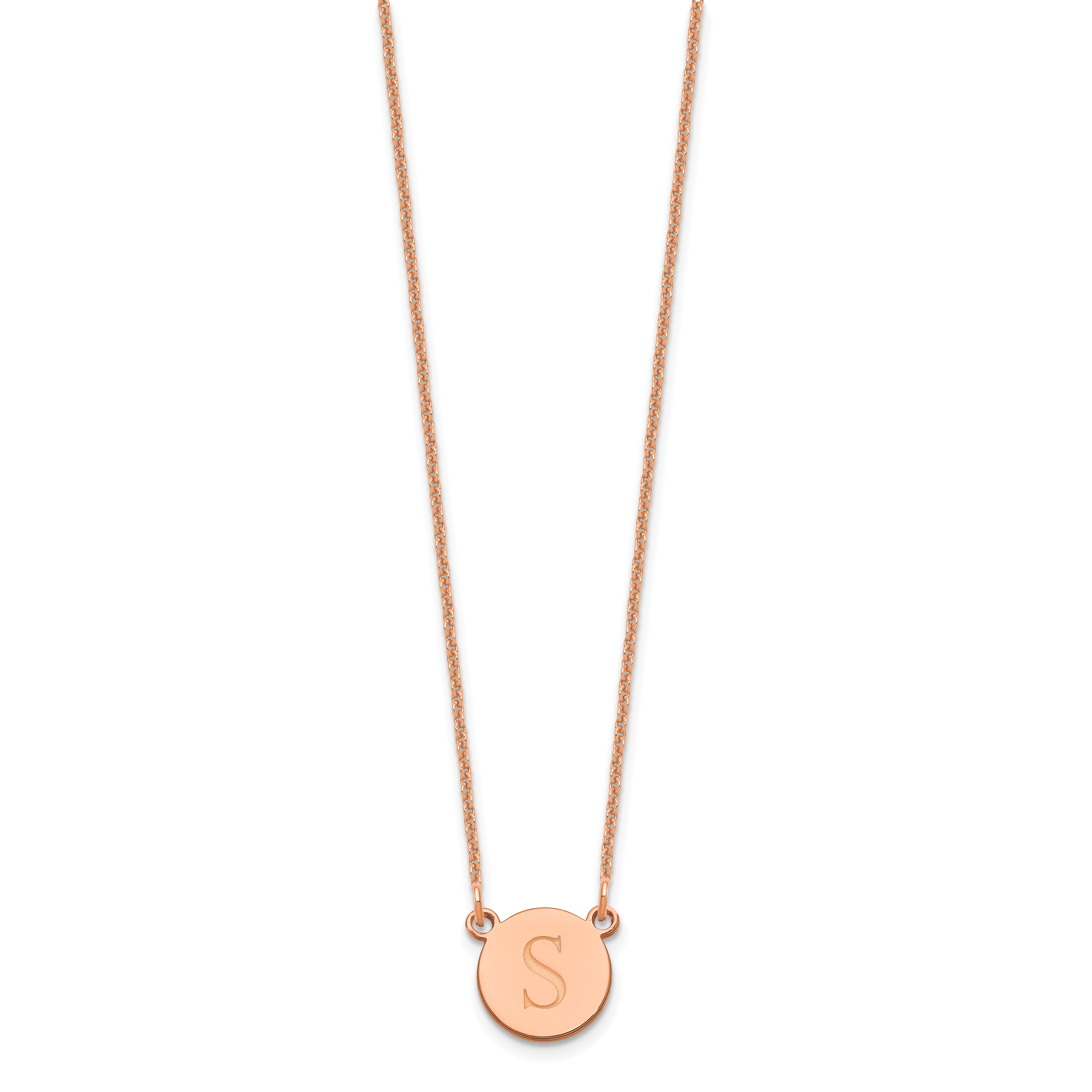 14K Rose Gold Round Initial Necklace