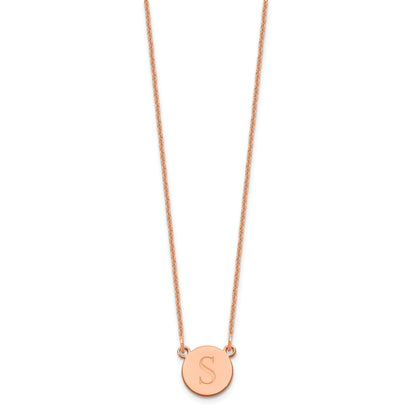 14K Rose Gold Round Initial Necklace