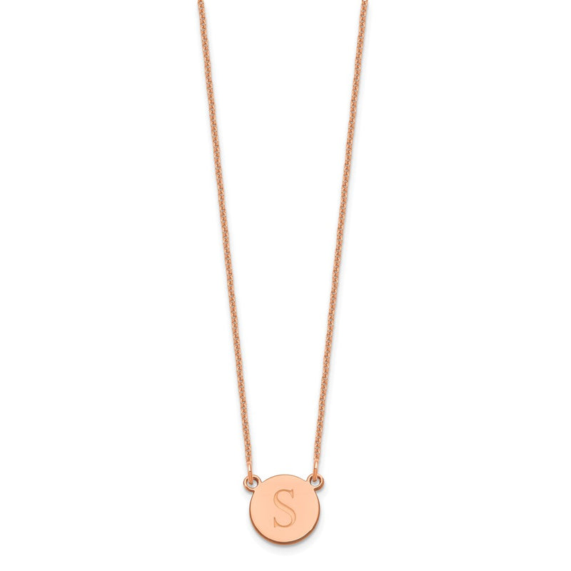14K Rose Gold Round Initial Necklace
