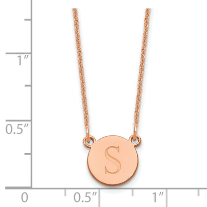 14K Rose Gold Round Initial Necklace