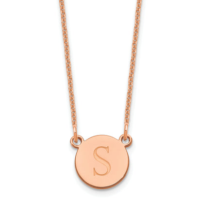 14K Rose Gold Round Initial Necklace