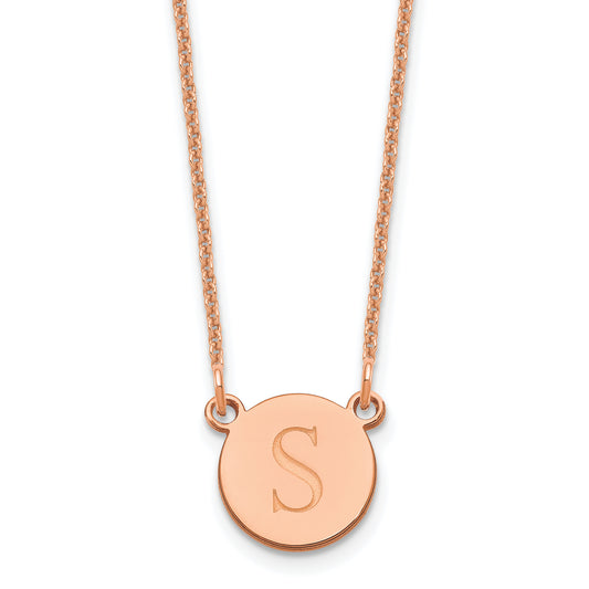 14K Rose Gold Round Initial Necklace