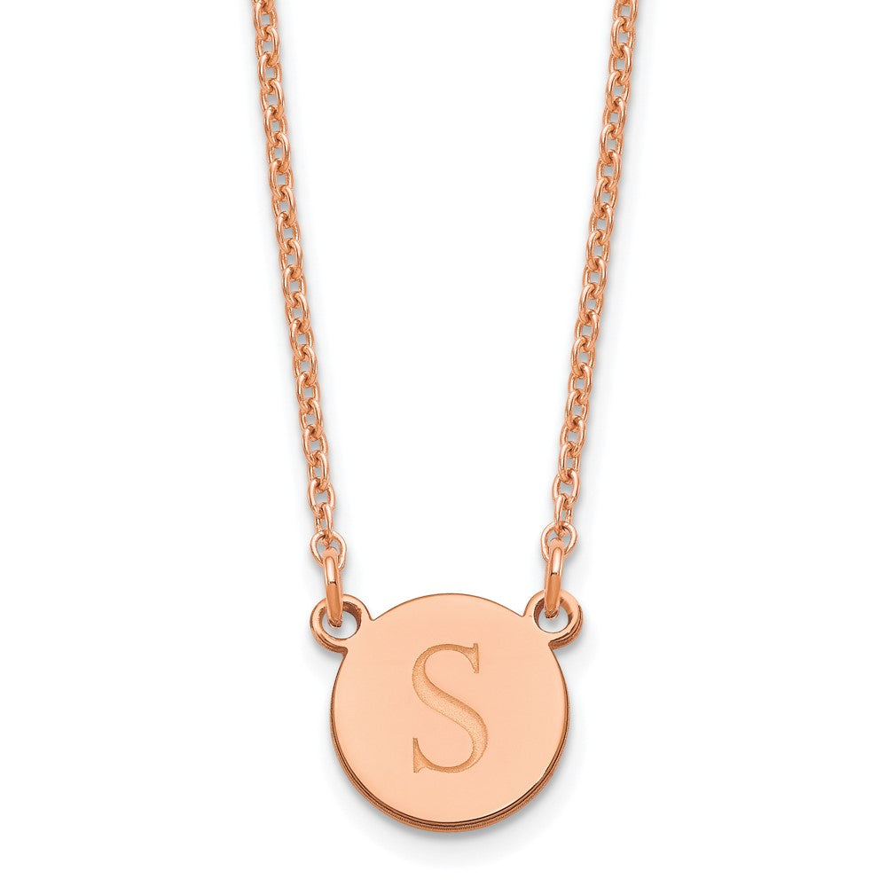 Rose Plated Sterling Silver/Rose Round Initial Necklace