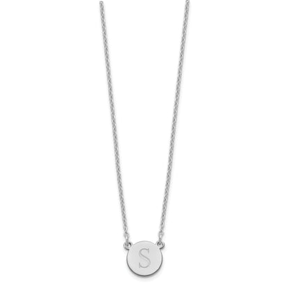 Sterling Silver Silver/Rhodium Plated Round Initial Necklace