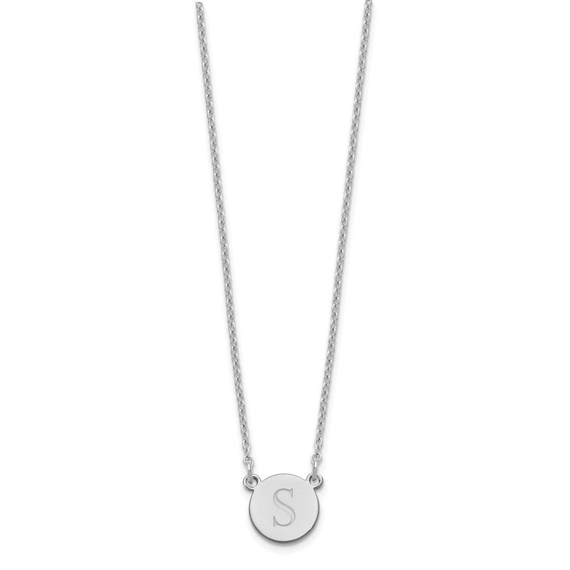 Sterling Silver Silver/Rhodium Plated Round Initial Necklace