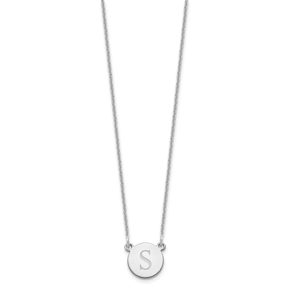 14K White Gold Round Initial Necklace