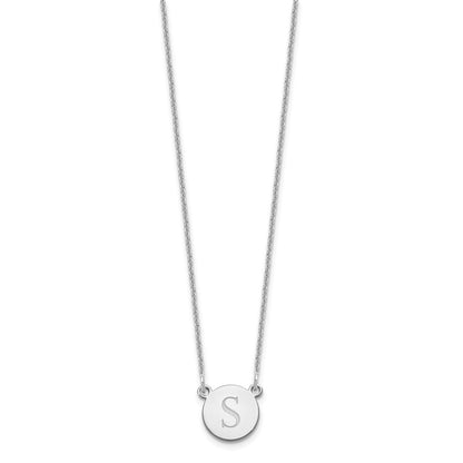 14K White Gold Round Initial Necklace
