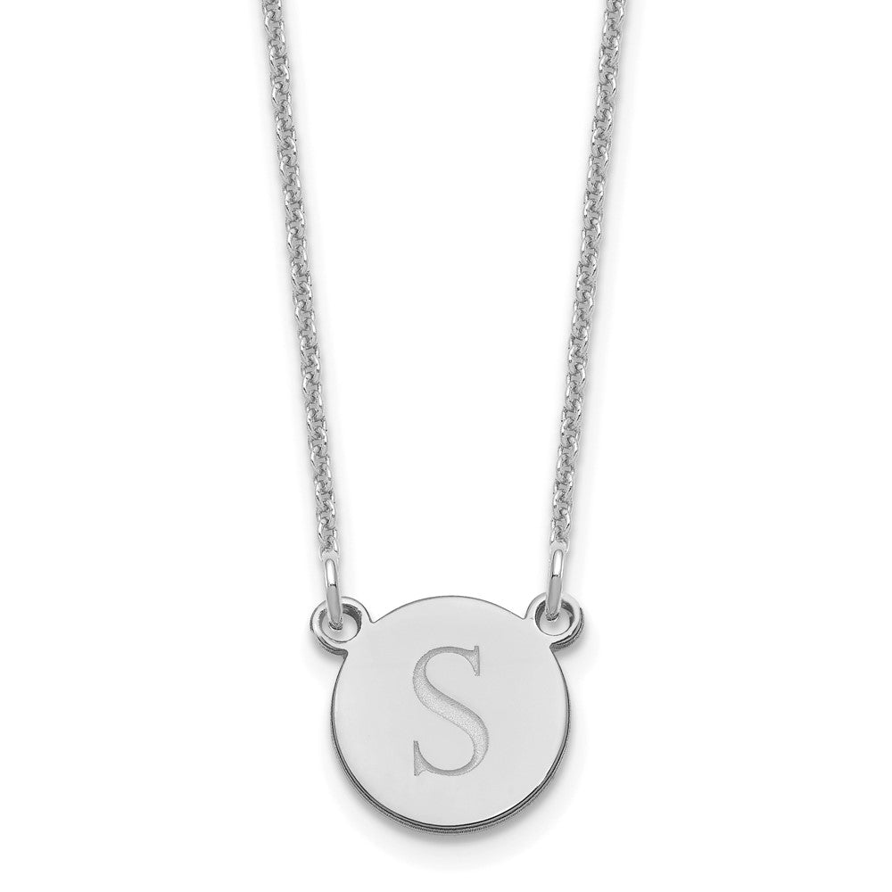 14K White Gold Round Initial Necklace
