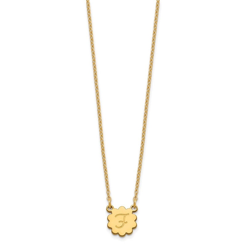 Gold Plated Sterling Silver/Gold Initial Flower Necklace