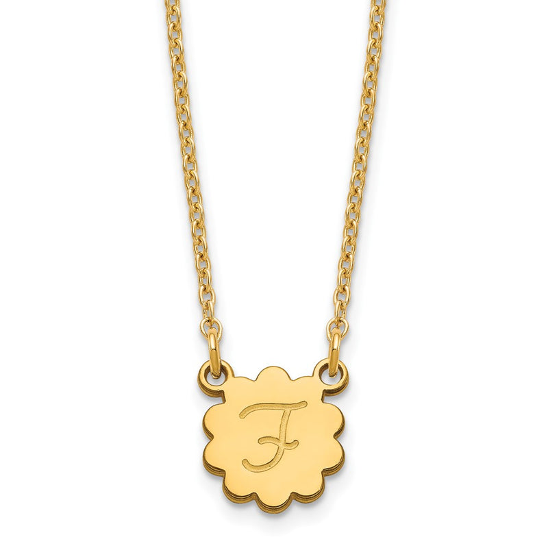 Gold Plated Sterling Silver/Gold Initial Flower Necklace