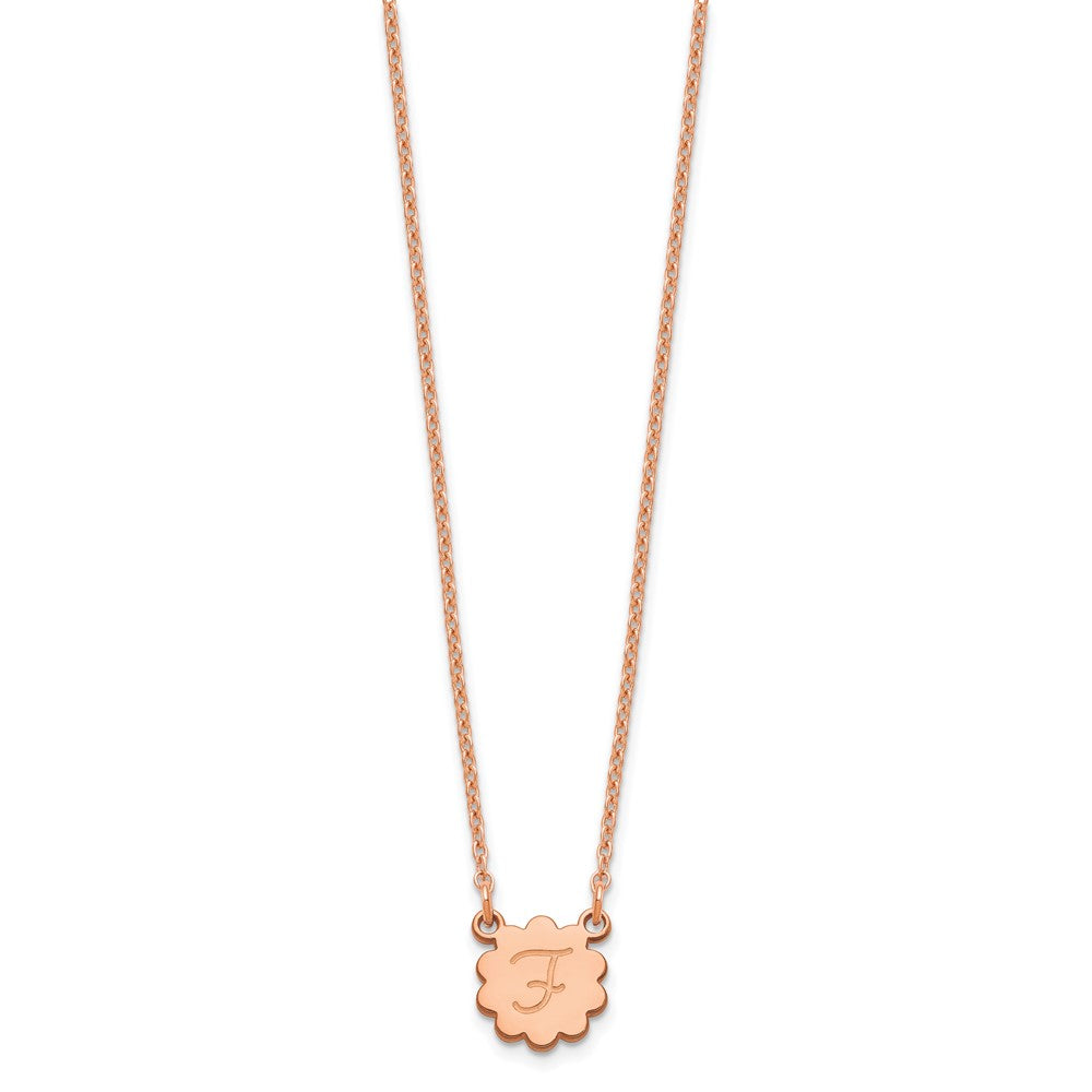 Rose Plated Sterling Silver/Rose Initial Flower Necklace